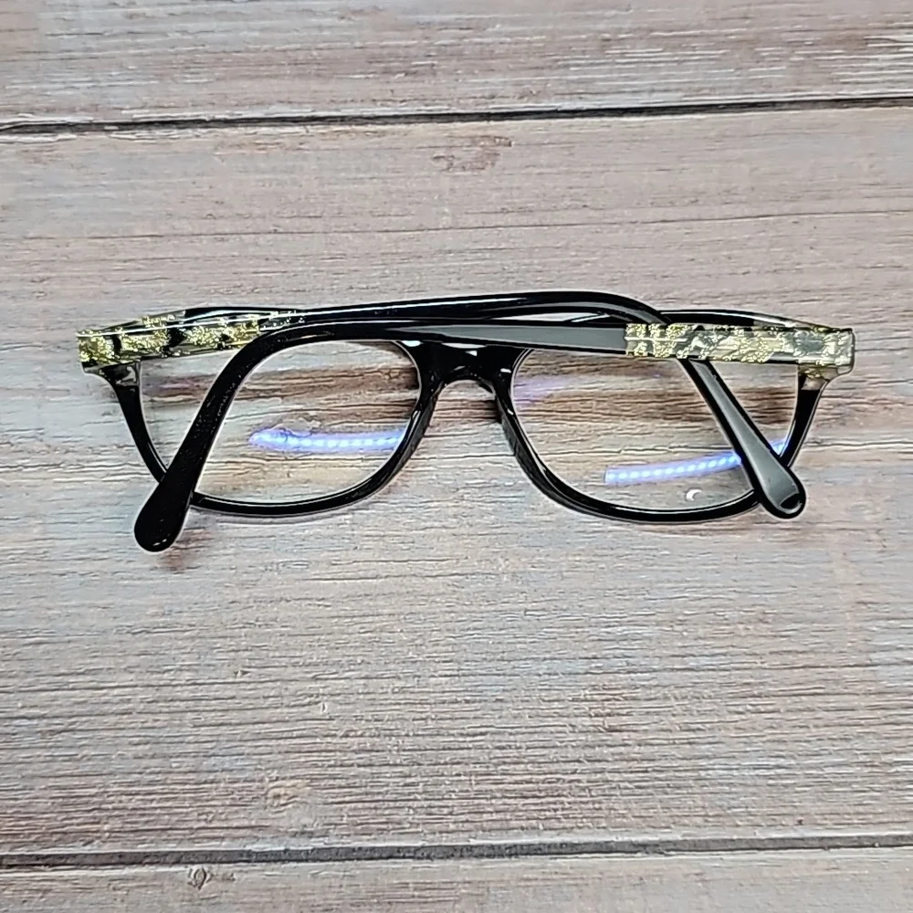 LADIES BLACK & GOLD PLASTIC EYEGLASS FRAMES